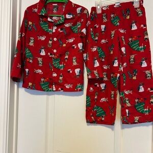 Old Navy Red Kids Pajama Set with Holiday Prints